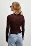 Tie-Detail Open Collar Blouse Burgundy - 6