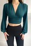 Women's Stylish Casual Body Blouse Stretchy Deep V Neck Top Body Blouse - 2