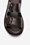 Men's Double-Strapped Slippers Real Leather Dc 1602 Brown - 2