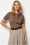 Women's Dark Mink Hair Knit Crew Neck Knitwear Blouse Blz-19003360 - 3