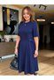 Women's Short Sleeve Crew Neck Modal Dress with Side Buckle Detail - 2