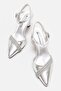 Women's Open-Back Heeled Sandals Silver Crinkled - 3