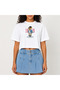 Crop T-Shirt White Printed Relaxed Fit Raw Cut Basic Short Tshirt