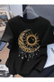 Leopard Pattern Star and Moon Printed Premium Oversize T-Shirt