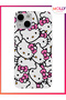 White Bow Kitty Pattern Silicone Case for iPhone 14 - 2