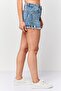 Women Distressed Denim Shorts, Blue - 3