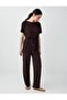 Bitter Brown Regular Waist Regular Leg Knitted Long Trousers - 2