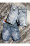 Boy's Denim Shorts with Lycra and Ripped Detail, Summer Jean Bermuda - 3