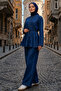 Belted Denim Suit A944 Navy Blue - 5