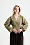 Women's Khaki Waist Elastic Detailed Poplin Unlined Jacket 31039 - 2