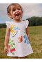 Girl's Ruffle Sleeve Combed Cotton Summer Dress Strawberry Butterfly Pattern White - 2