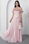 Strapless Collar Ruffle Chiffon Dress Drp562 - 4