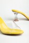S-619 Yellow Patent Leather Transparent Strappy Transparent Heels Set of Round Toe for Women Slipper - 5