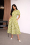 Women's Green Lily Flower Patterned Lily Dress