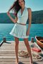 Women's Degaje Collar Crop Blouse Layered Skirt Beach Dress Set - 5