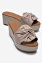 Jeff Stone Skin Genuine Leather Bowknot Women's Wedge Heeled Slippers