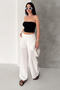 Women's Scarf Detailed Loose Wide-Leg Lined Trousers - 5