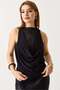 Women's Lace Detailed Degaje Collar Backless Blouse Black - 2