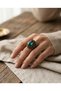 Bronze Vintage Women's Ring Jewelry Authentic Copper Jewelry Blue Crystal Stone Cat's Eye Model Adjustable - 3
