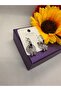 Zircon Stone Fan Model Steel Earrings - 3