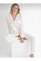 Women's Patterned S-Xl Pajama Set - Ecru