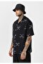 Patterned Short Sleeve Pocketless Oversize Shirt - 3