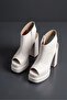 Elaya White Skin Double Platform Open Back Design Women's Shoes - 3