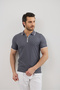 Men's Zippered Stripe Detailed Anti-Sweat Polo Collar T-Shirt - 6