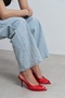 Roxy Red Satin Open Toe Thin Heeled Women's Shoes - 3