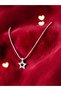 Silver Color Zircon Stone Star Model Thin Chain Stylish Design Steel Necklace - Does Not Tarnish - 45cm - 3