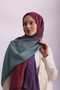 Color-Shift Gradient Patterned Double-Sided Shawl - Purple Turquoise - 5