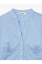 Cotton Slim Fit Poplin Balloon Sleeve V-Neck Shirt - 5