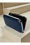 Navy Blue Silver Detailed Anti-Scratch Matte Leather Women's Evening Dress Bag Wedding Engagement Graduation - 6