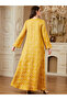 Yellow Texture Fabric Faux Pearl Detail Jalabiya - 3