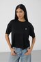 Black Women's Oversize Boxy T-Shirt Crew Neck Comfortable Fit T-Shirt - 2