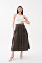 Women's Belted Slit Midi Length Pleated Skirt