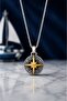 Stainless Steel Minimal Design Anthracite Gold and Silver Color Compass Necklace