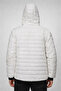 Men's Inflatable Hooded Zippered Coat Water Repellent Quilted Lined Fabric Pocketed Winter Comfortable Fit - Cream - 3