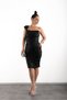 One-Shoulder, Sequined, Front Drape Detail, Knee-Length Lined, Evening Dress, Stylish Dress - 5