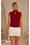 Women's Burgundy Drop Collar Sleeveless Blouse Be409 - 2