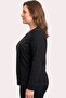 Women's Black Stone Detailed Combed Cotton Blouse - 2
