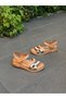 Tan Gold Leather Orthopedic Women's Daily Sandals