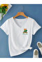 Lucky Teddy Printed V-Neck Regular Short Sleeve Women's Tshirt