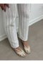 Beige Leather (Mixed) Cage Detail Women's Sandals - 4