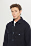Men's Black Woolen Comfort Fit Shirt with Collar Flap Pocket Jacket Shirt - 4