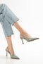 Nera Women's Green Pointed Stylish Heeled Shoes - 3