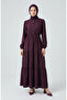 Half Buttoned Elastic Waist Dress 0276-02 Plum - 2