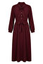 Scarf Collar Half Button Belted Dress 2262-03 Claret Red - 5