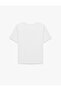 Cotton Short Sleeve Printed Crew Neck Floral Heart Print T-Shirt - 4