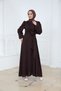 Side Tie Crepe Dress Brown